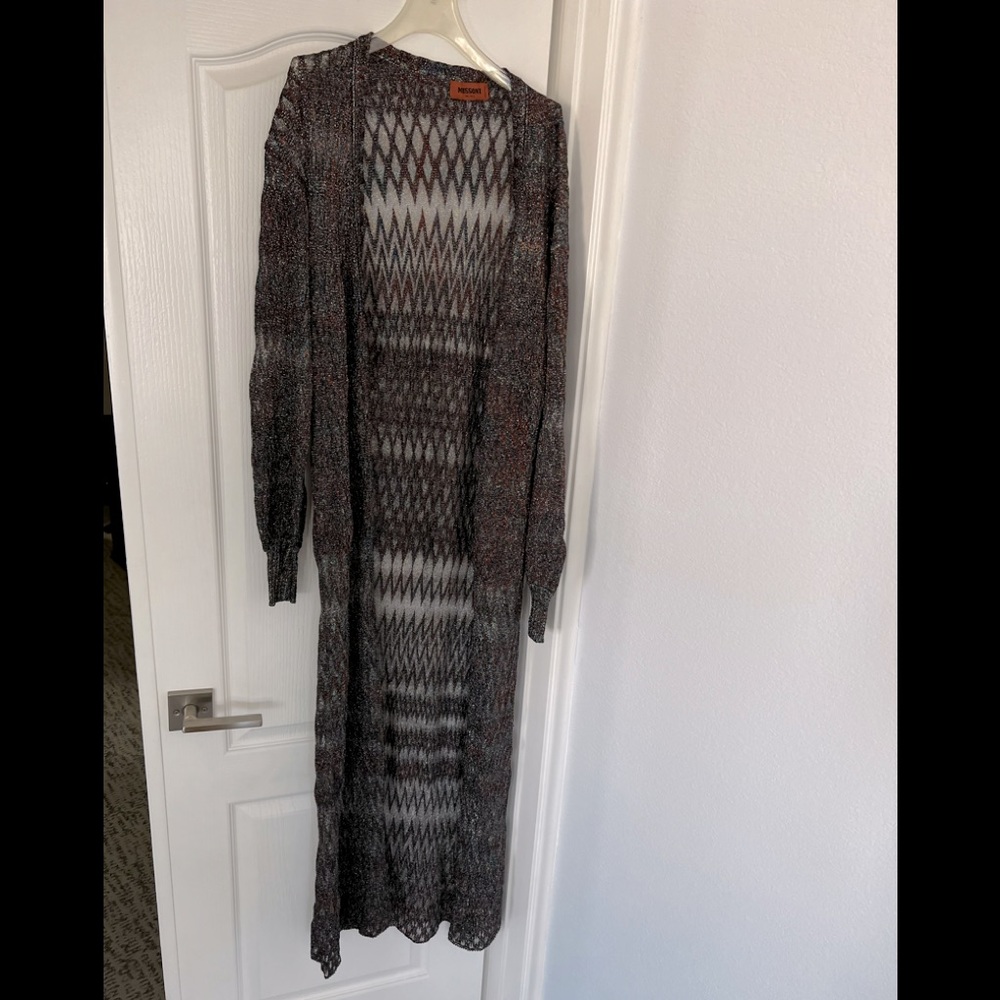 Missioni zigzag Lame long cardigan